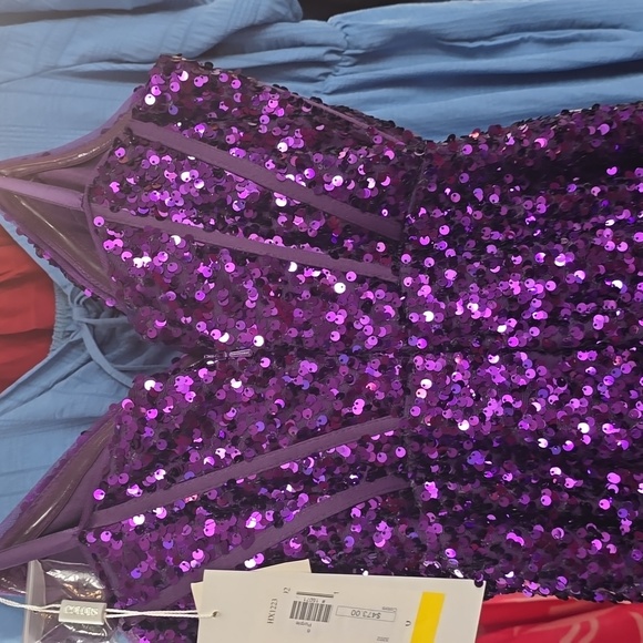 Purple Sequined Prom Dress - Picture 4 of 5